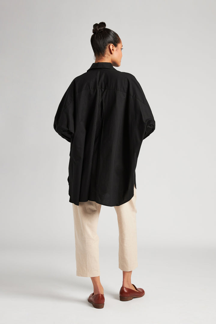 Organic Cotton Smock Blouse - Black