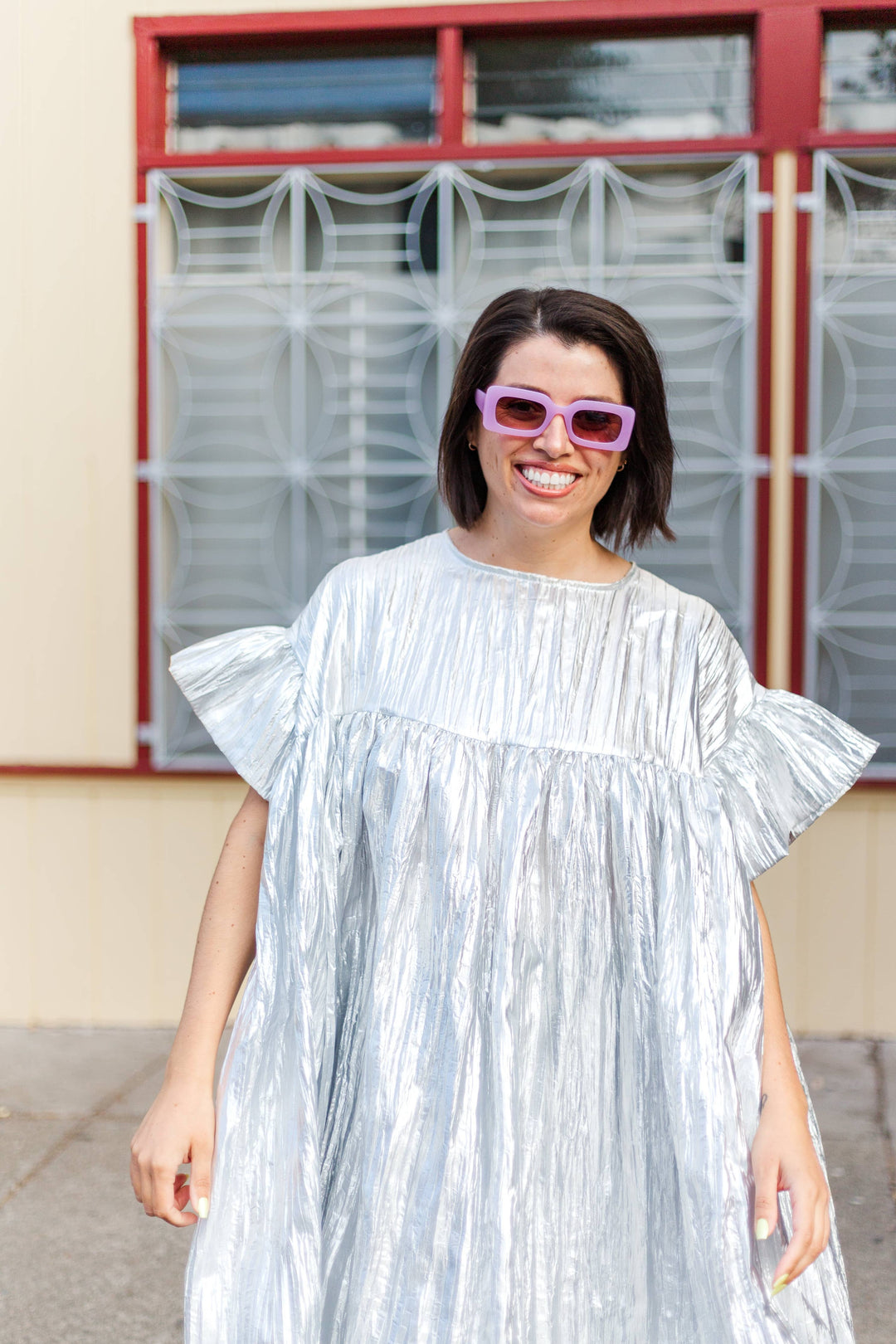 Mushroom Dress in Silver Metallic