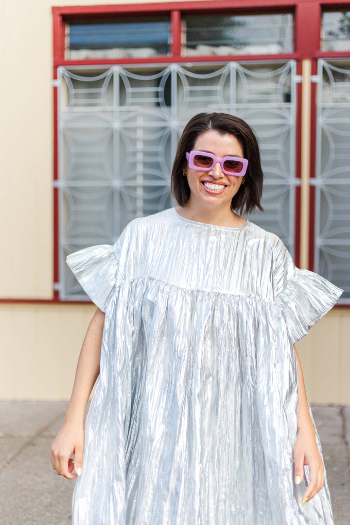 Mushroom Dress in Silver Metallic