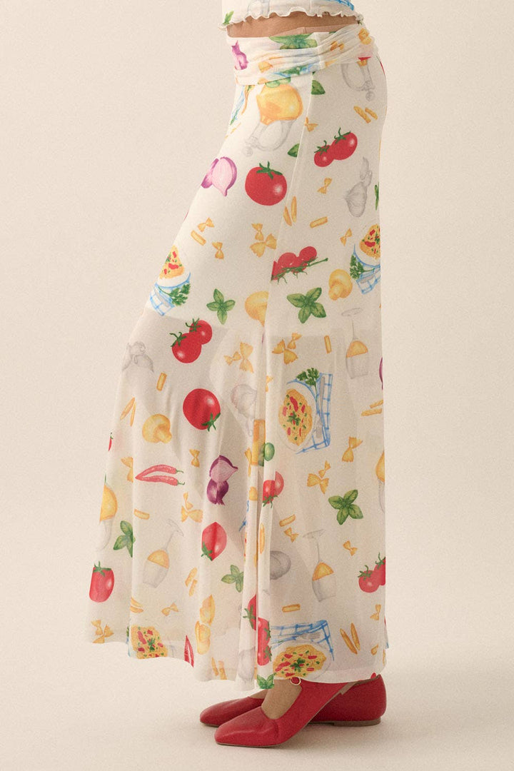 Italian Food Printed Mesh Skirt