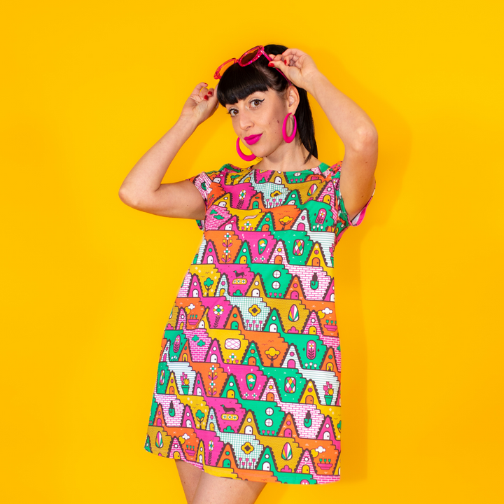 8-Bit A-Frames Tunic in Bright Day