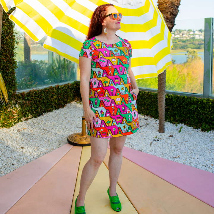 8-Bit A-Frames Tunic in Bright Day