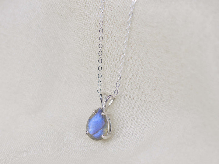 Labradorite Pendant Necklace - 10x7 Pear