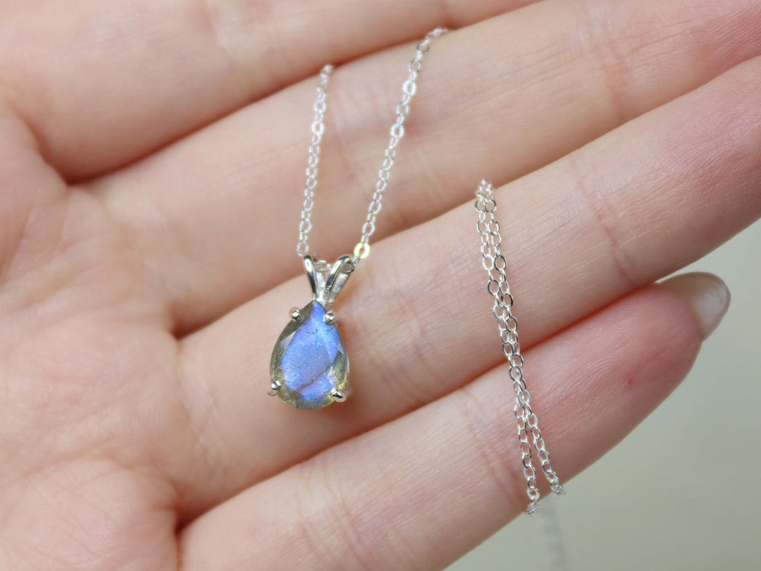 Labradorite Pendant Necklace - 10x7 Pear