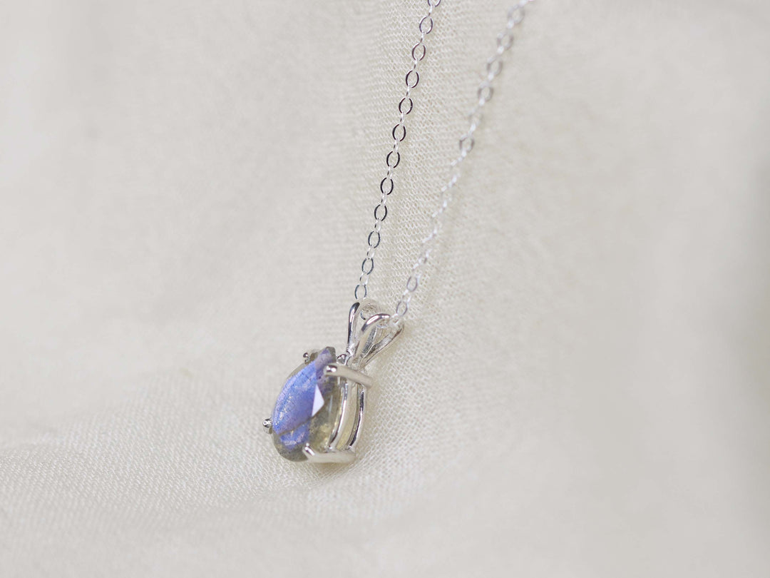 Labradorite Pendant Necklace - 10x7 Pear