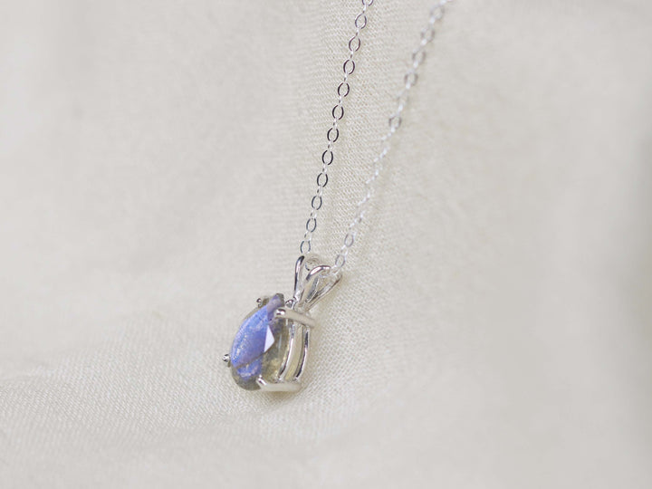 Labradorite Pendant Necklace - 10x7 Pear