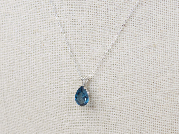 London Blue Topaz Pendant Necklace - 10x7 Pear