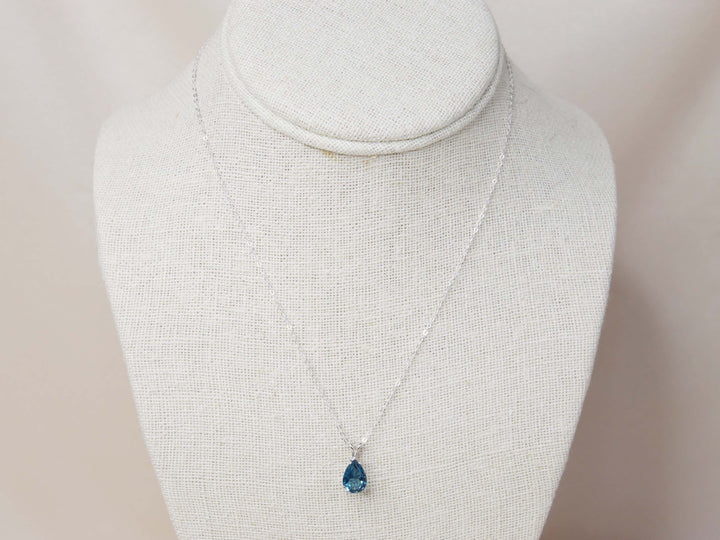 London Blue Topaz Pendant Necklace - 10x7 Pear
