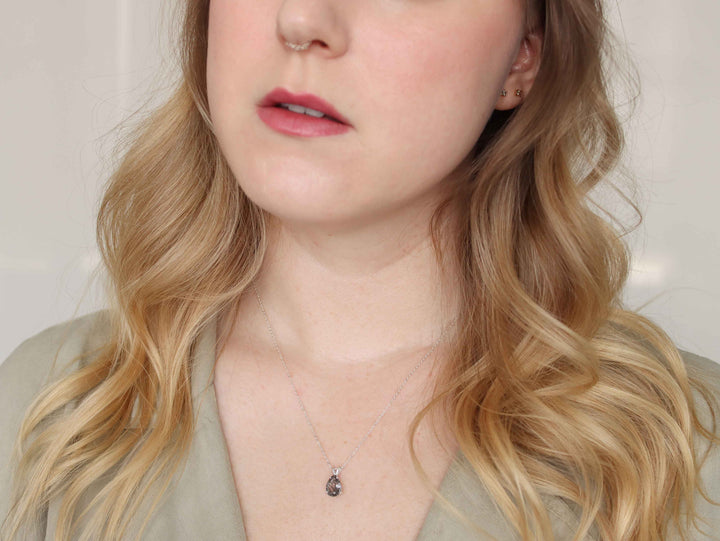 Tourmalinated Quartz Pendant Necklace - 10x7 Pear