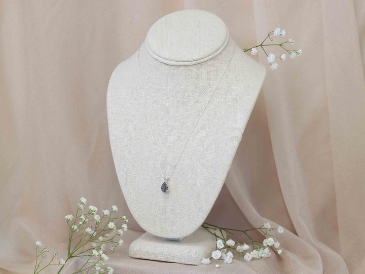 Tourmalinated Quartz Pendant Necklace - 10x7 Pear