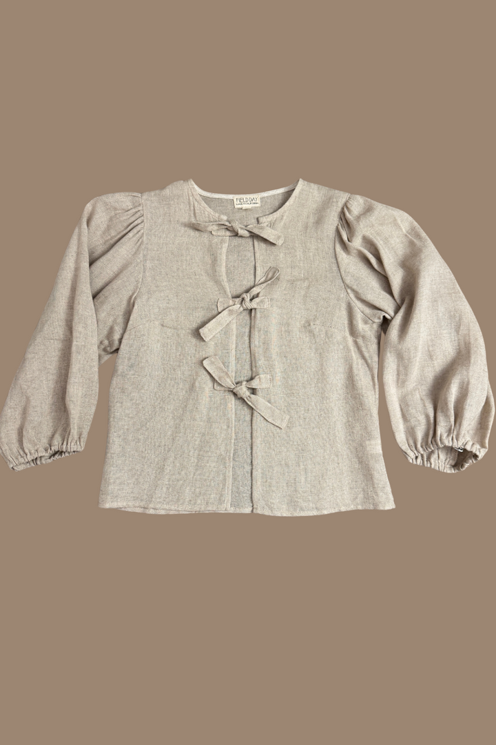 Poet Top in 100% Sand Linen
