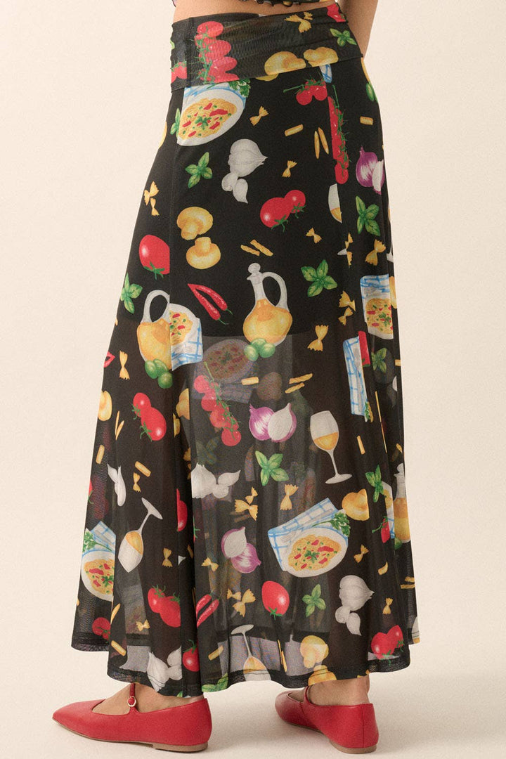 Italian Food Printed Mesh Skirt