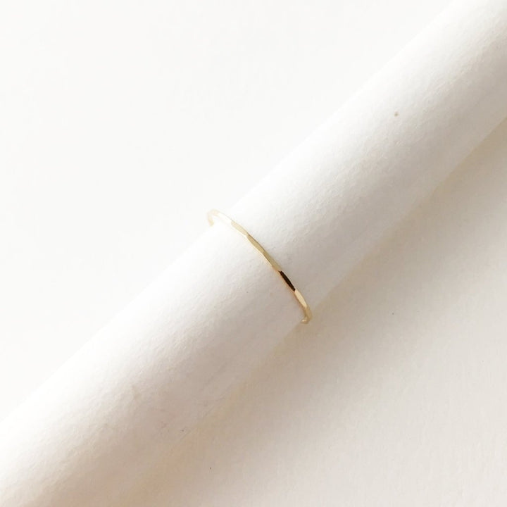 Hammered Skinny Stacking Ring, 14k Gold