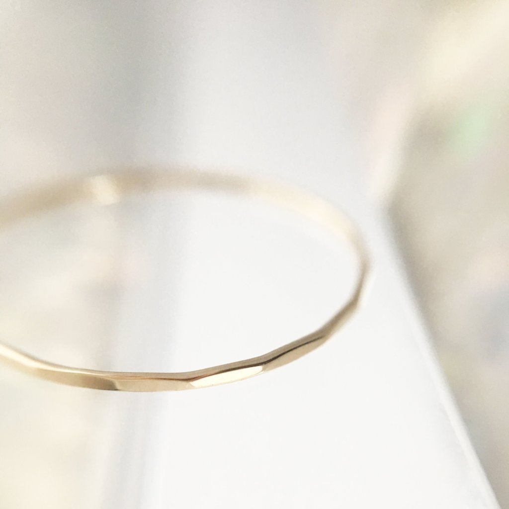 Hammered Skinny Stacking Ring, 14k Gold