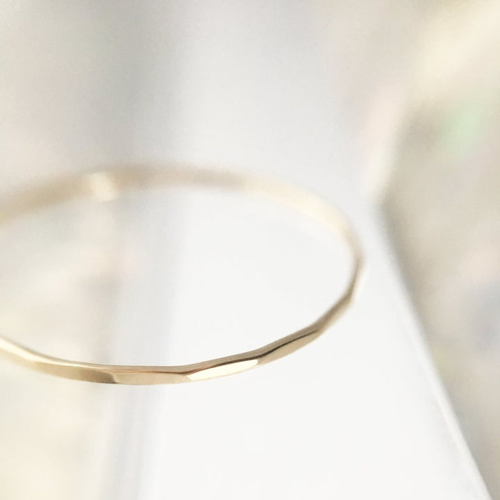 Hammered Skinny Stacking Ring, 14k Gold