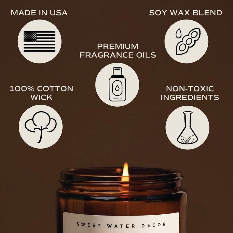 Palo Santo Patchouli Soy Candle - Amber Jar - 9 oz
