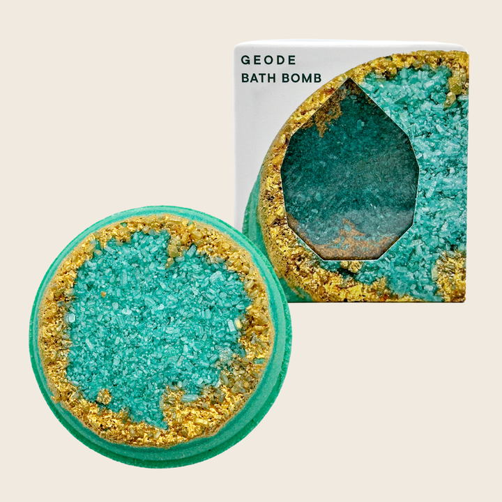 🎄 Holiday ⭐ Crystal Geode Bath Bomb - Emerald, Green + Gold