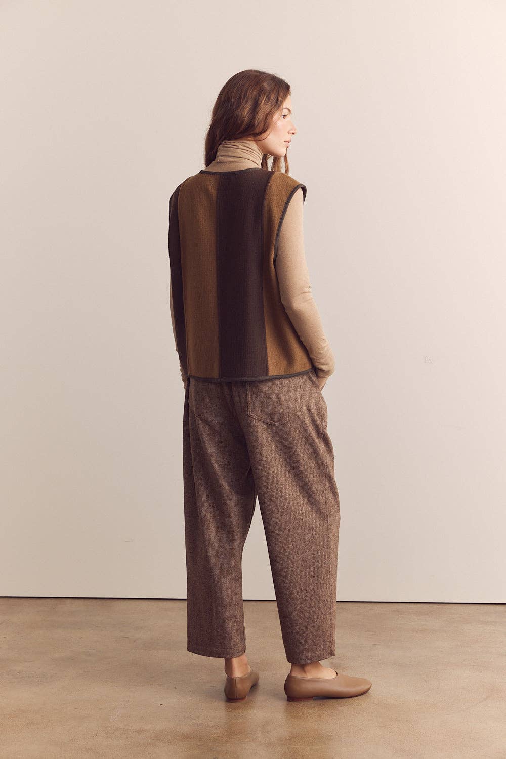 Wool Blend Herringbone Pants - one size left, M/L