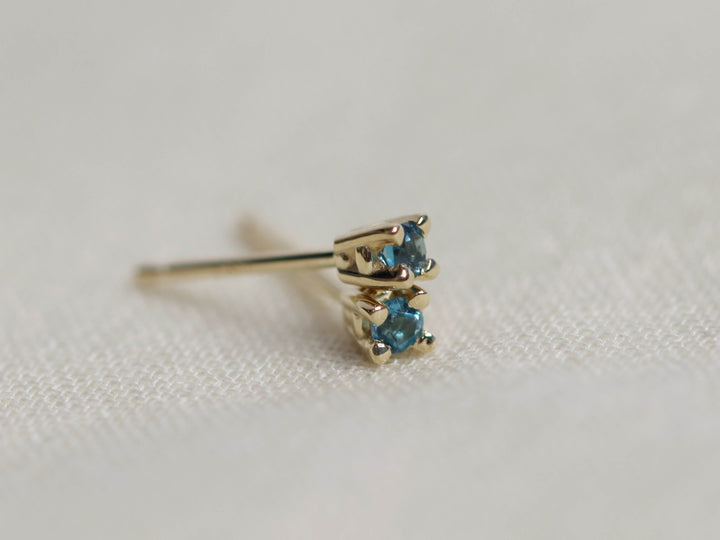 London Blue Topaz Stud Earrings - 2mm Round