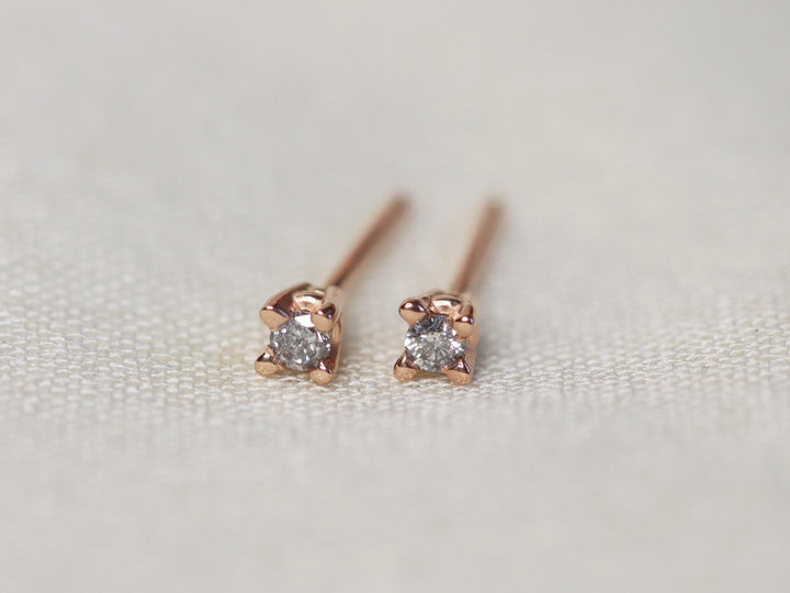 Salt and Pepper Diamond Stud Earrings - 2mm Round