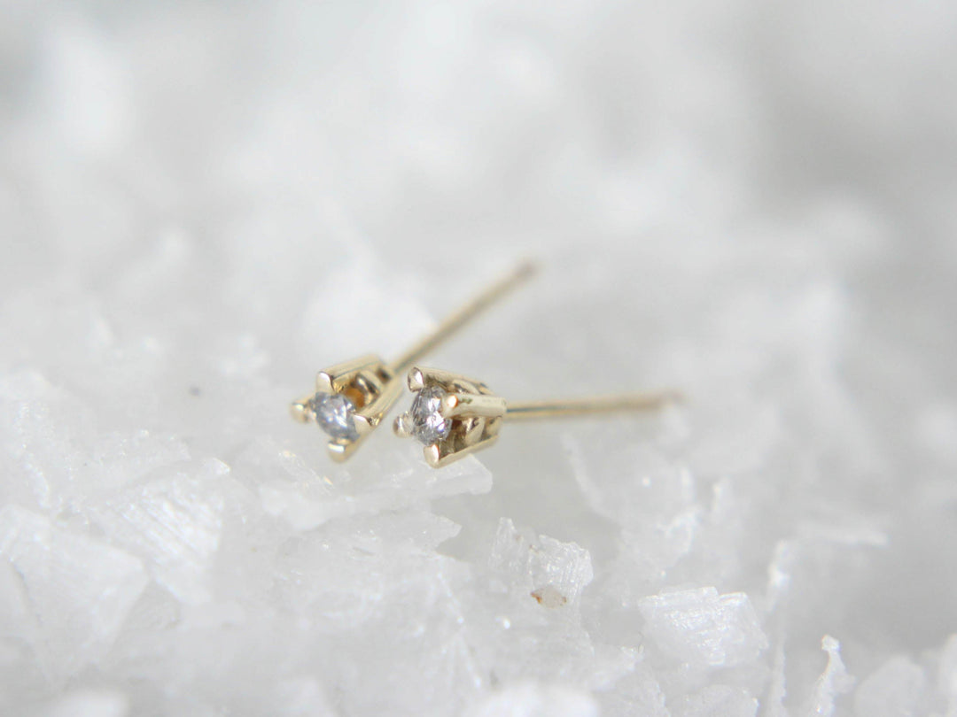 Salt and Pepper Diamond Stud Earrings - 2mm Round