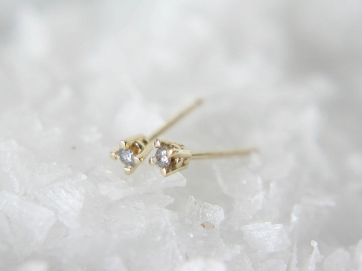 Salt and Pepper Diamond Stud Earrings - 2mm Round