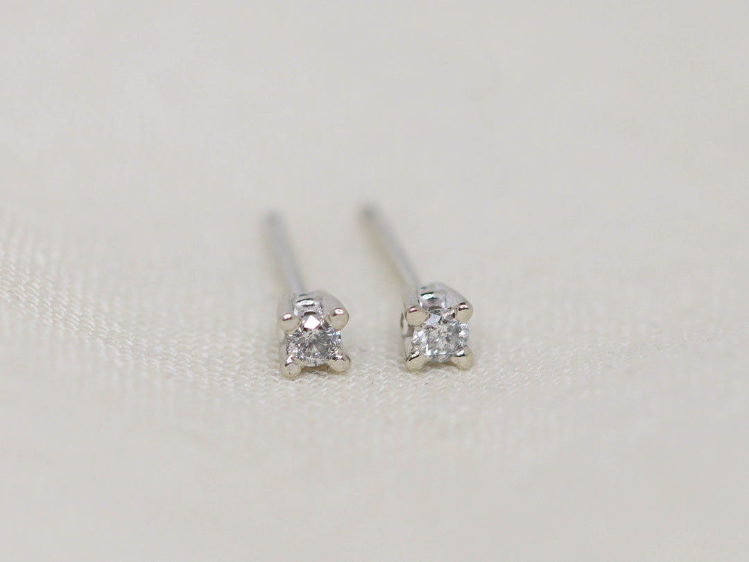 Salt and Pepper Diamond Stud Earrings - 2mm Round