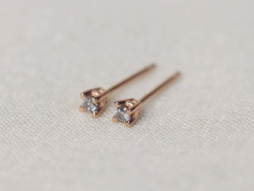 Salt and Pepper Diamond Stud Earrings - 2mm Round