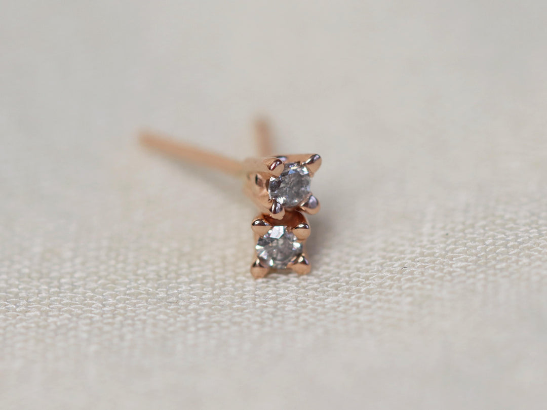Salt and Pepper Diamond Stud Earrings - 2mm Round