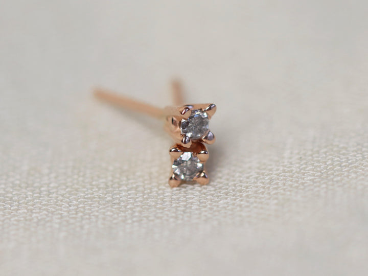 Salt and Pepper Diamond Stud Earrings - 2mm Round