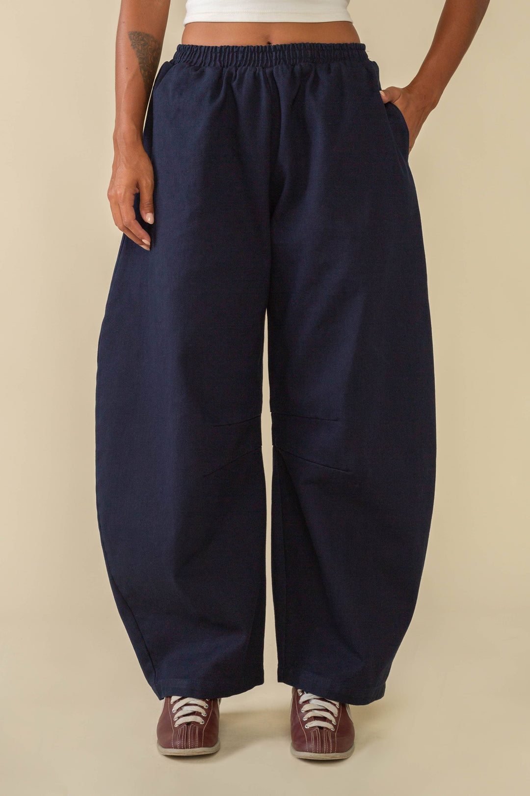 York Heavyweight Bull Denim Barrel Pant - dark wash