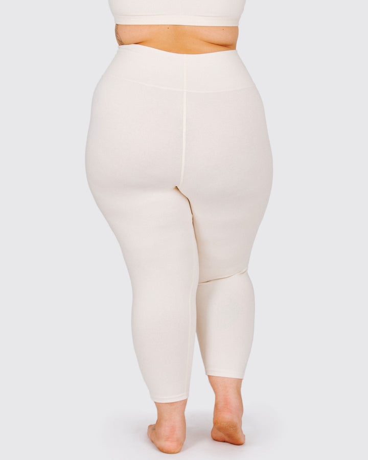 High Rise 3/4 Length Leggings Plain Black