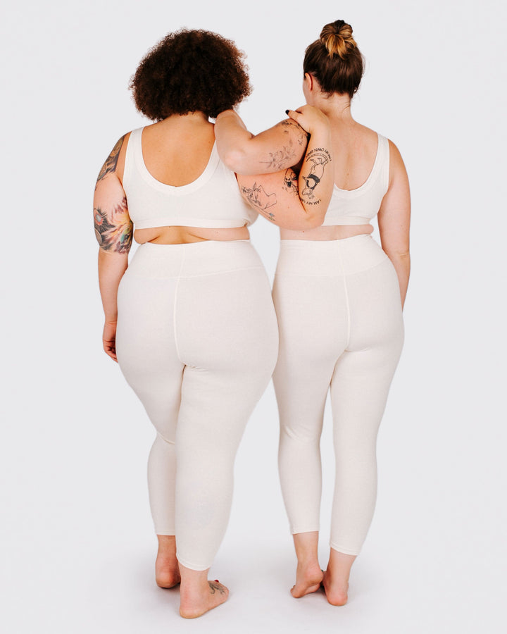 High Rise 3/4 Length Leggings Plain Black