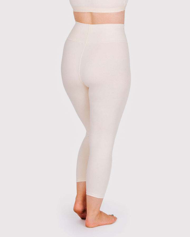 High Rise 3/4 Length Leggings Plain Black