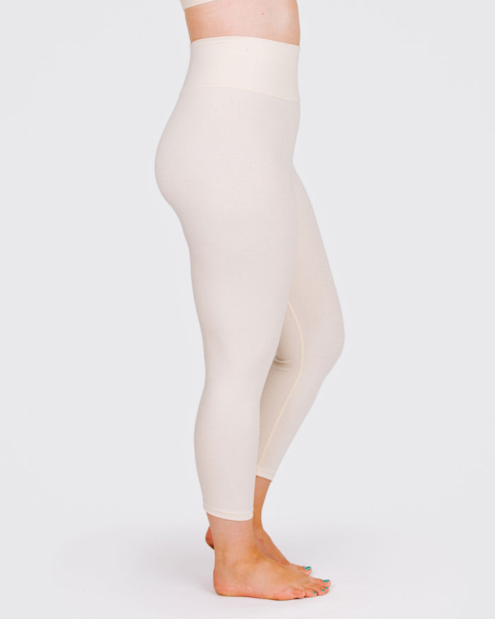 High Rise 3/4 Length Leggings Plain Black