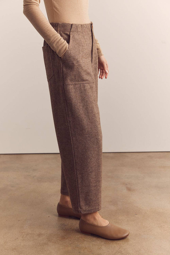 Wool Blend Herringbone Pants - one size left, M/L