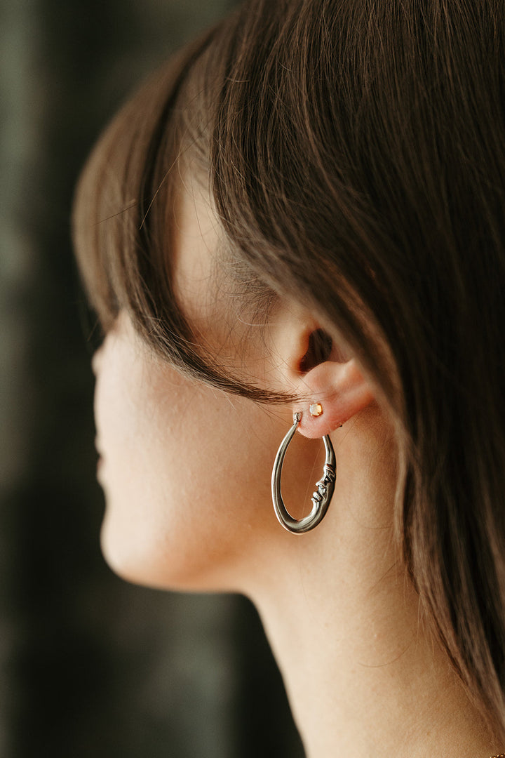 Day & Night Hoop Earrings - Silver