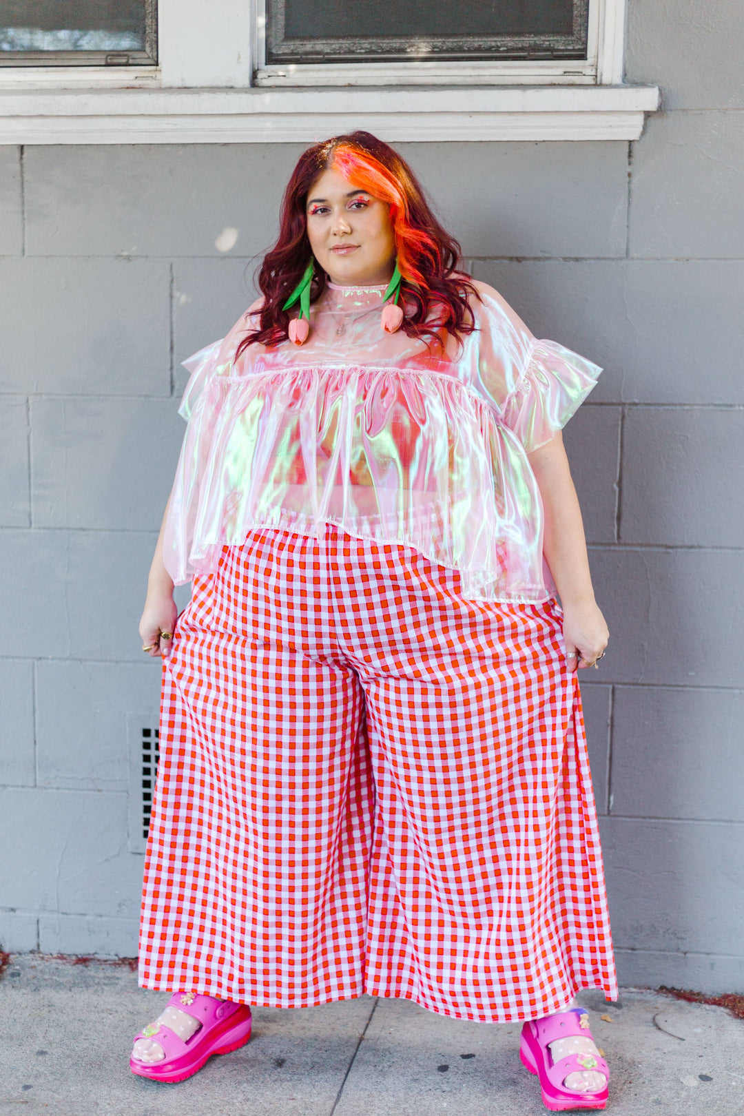 Mushroom Top in Pink Metallic