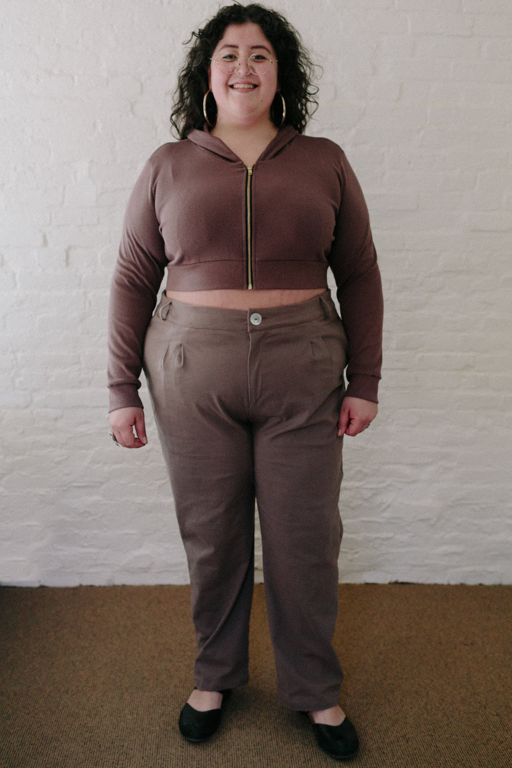 Cropped Hoodie In Sienna Rose