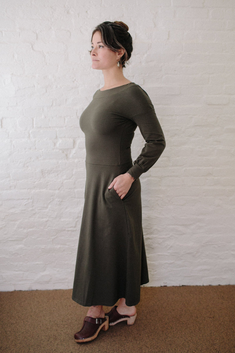 Simone Dress in Olive Knit