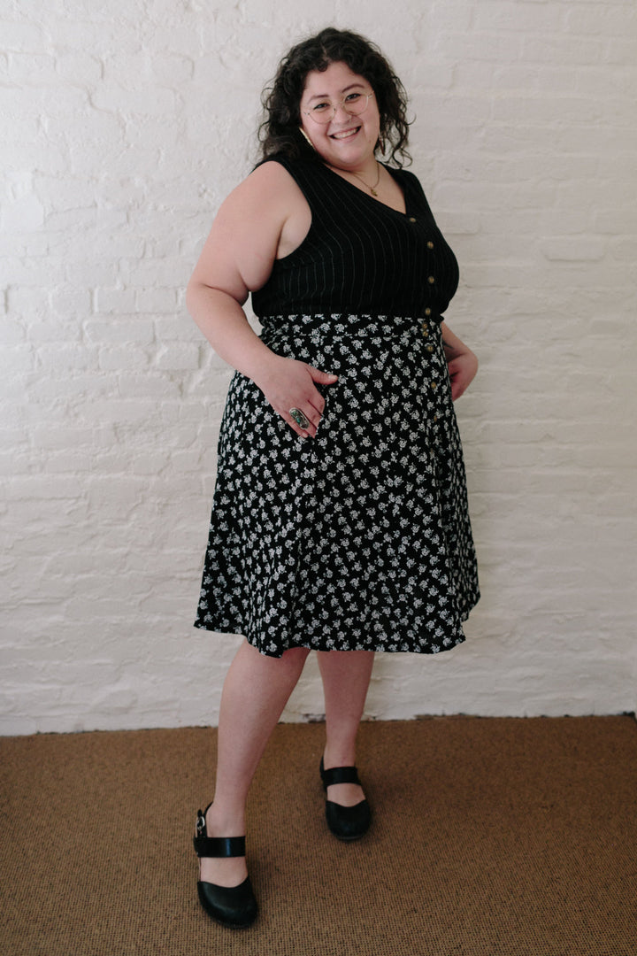 Bae Skirt in Black Rose Crepe