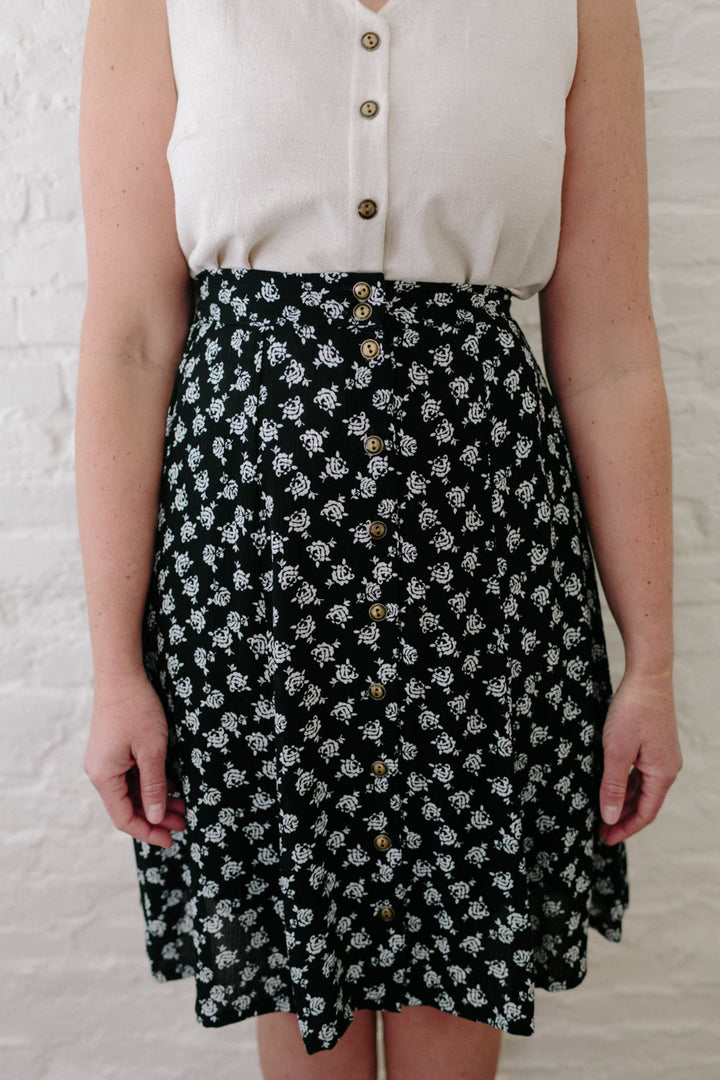 Bae Skirt in Black Rose Crepe