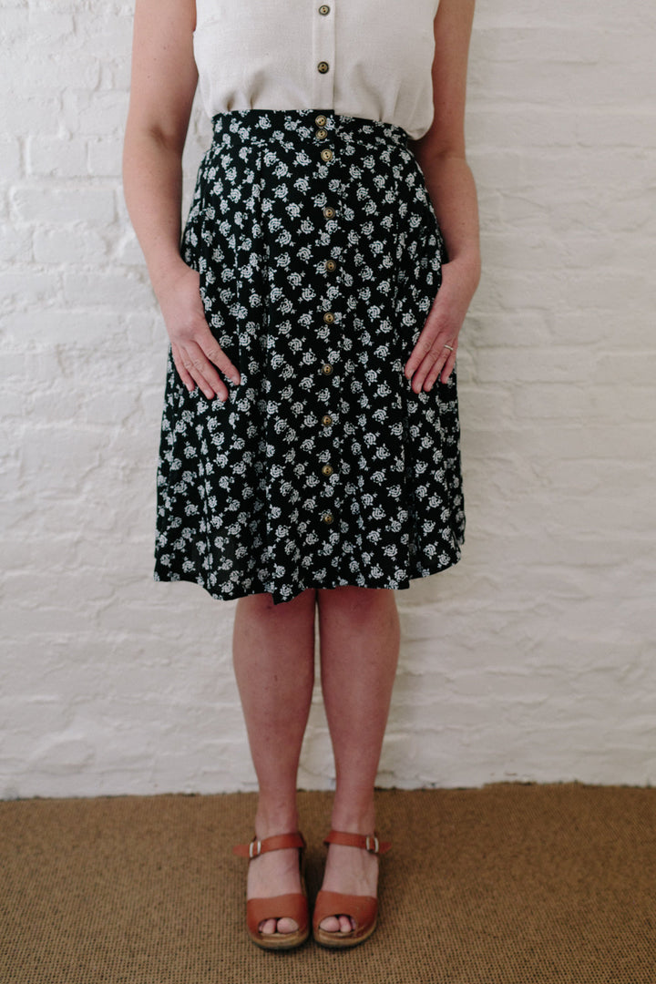 Bae Skirt in Black Rose Crepe