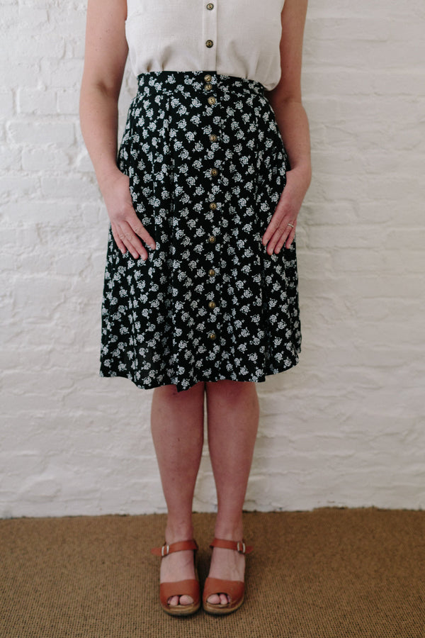 Bae Skirt in Black Rose Crepe