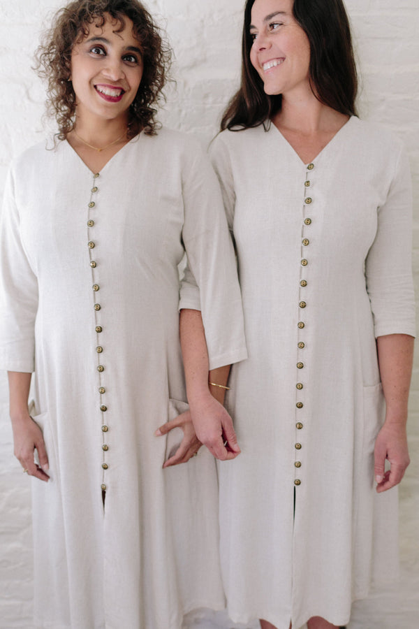 Fiona Dress in Oat Linen