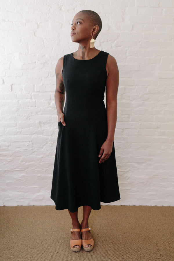 Lori Dress in Black Linen