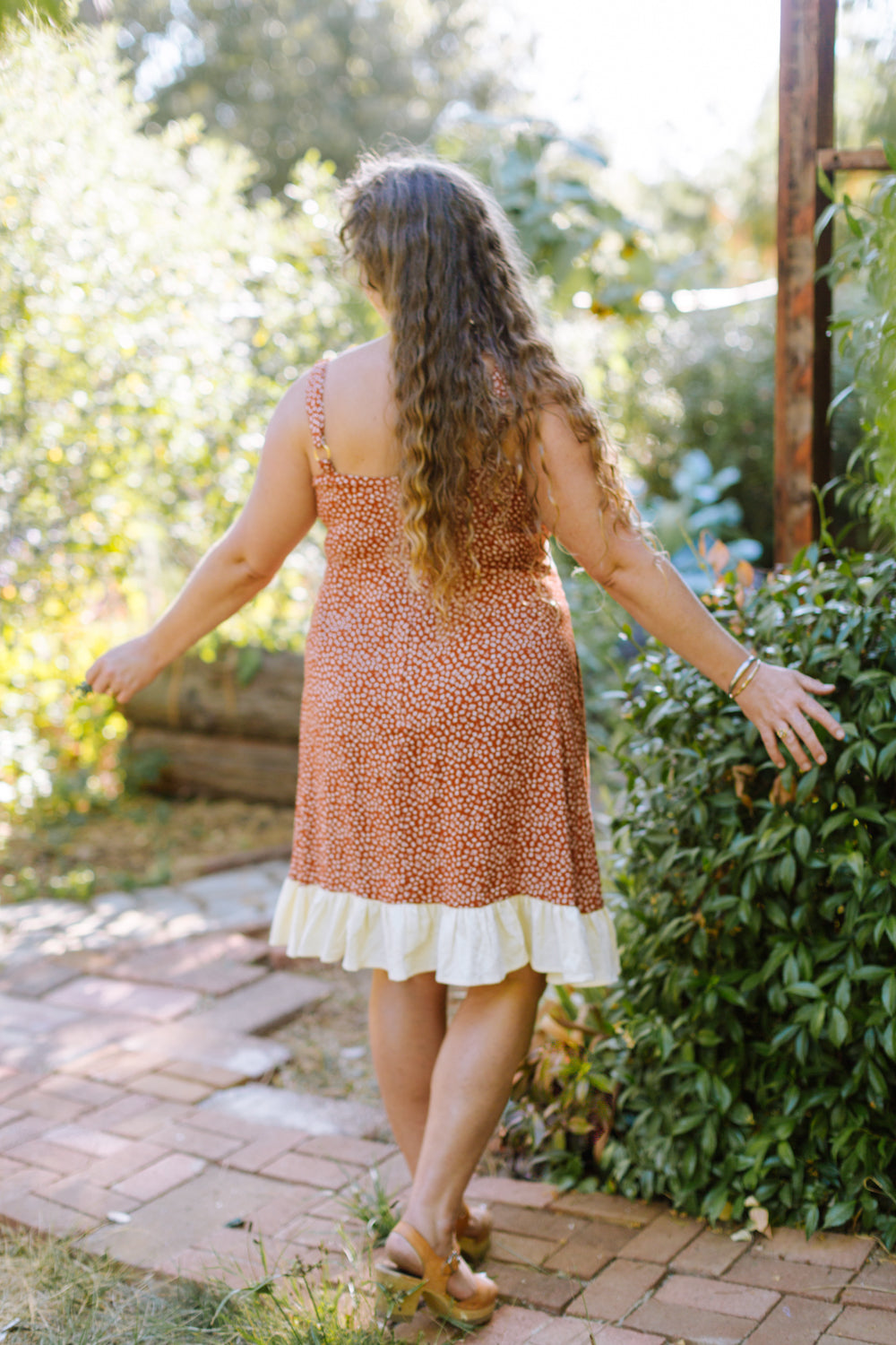 Gemma Dress in Rust Floral and Oat