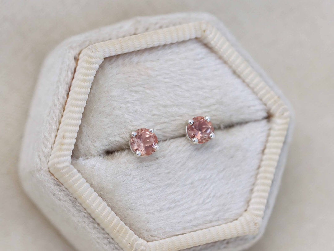 Oregon Sunstone Stud Earrings - 4mm Round