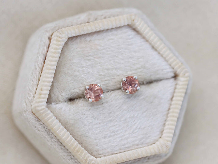 Oregon Sunstone Stud Earrings - 4mm Round