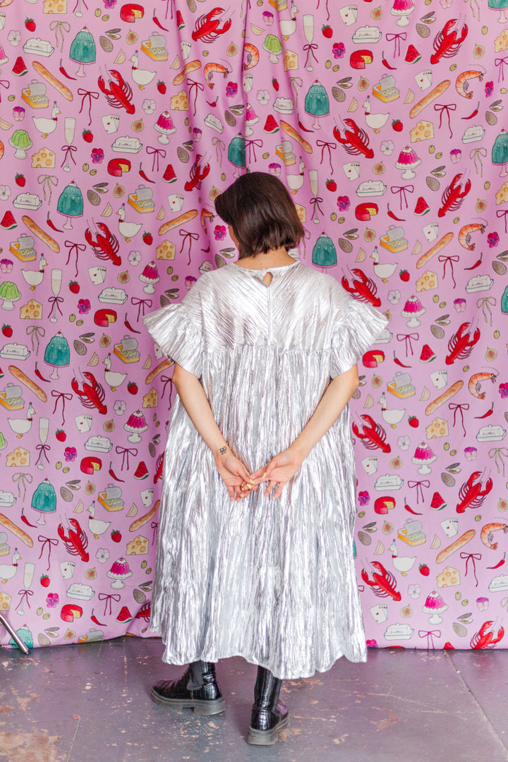 Mushroom Dress in Silver Metallic